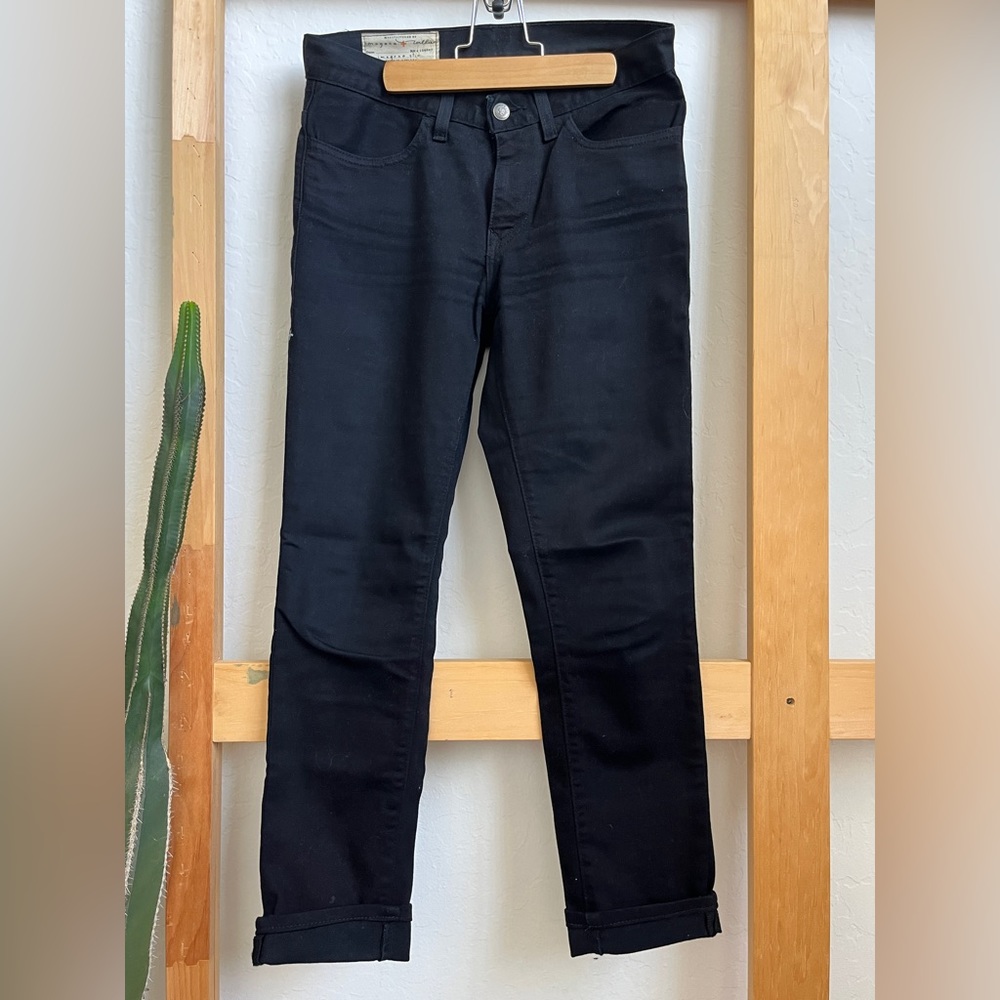 imogene slim black water dip jeans